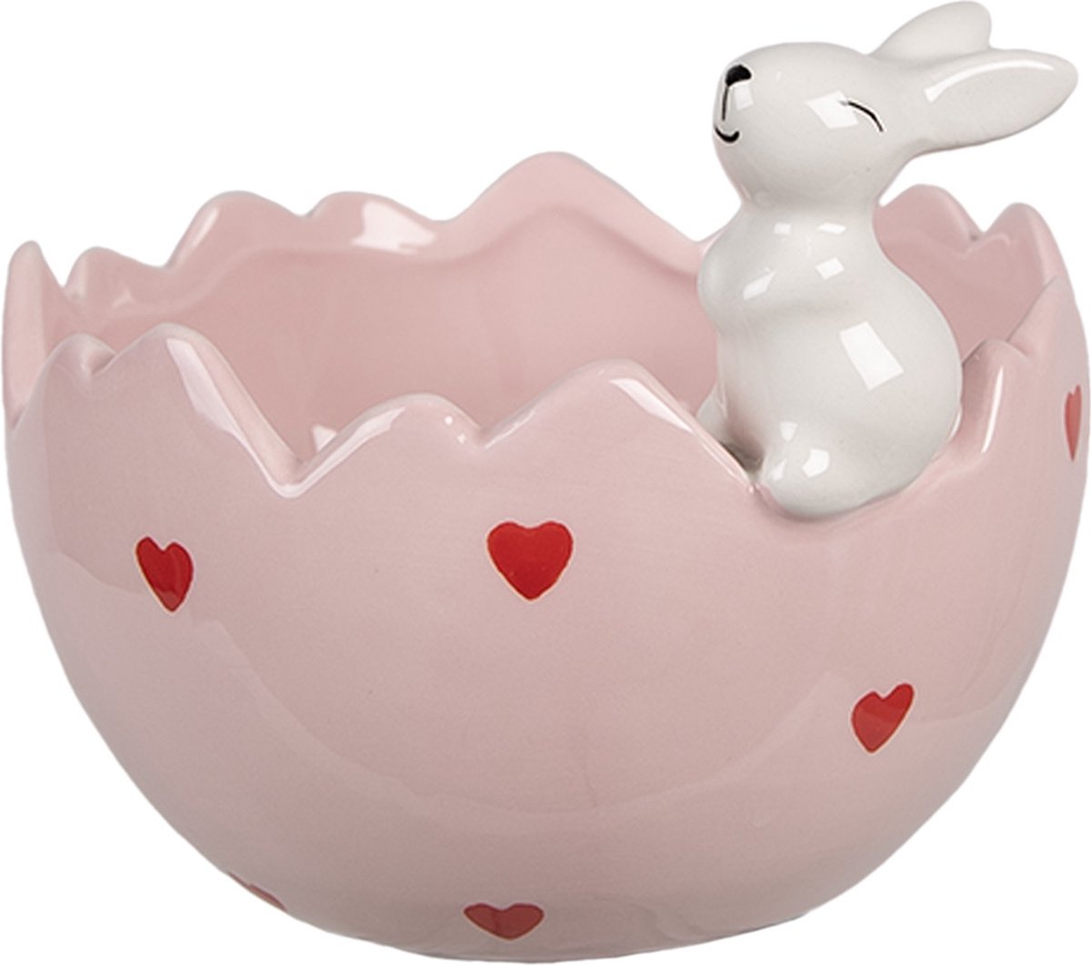 Decoratie schaal Ei 13x12x10 cm Roze Keramiek