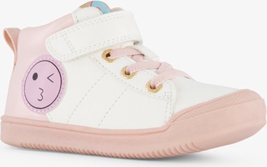 Blue Box hoge meisjes sneakers met smileys - Wit