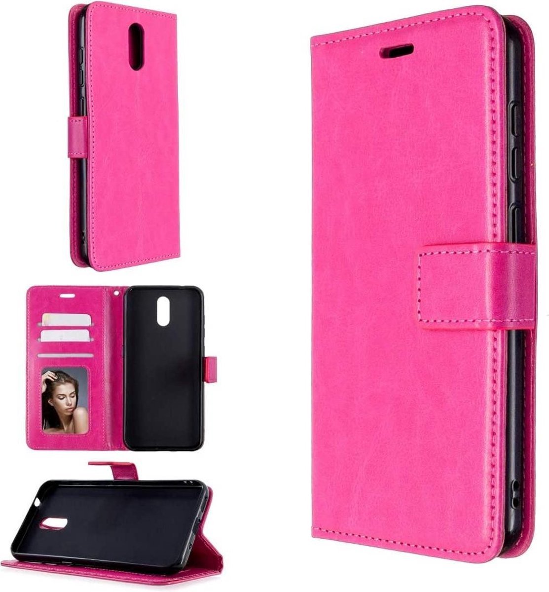 Portemonnee Book Case Hoesje Geschikt voor: Nokia 2.3 - Roze