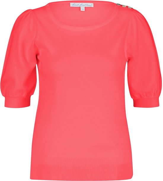 Red Button Trui Sweet Fine Knit And Buttons Srb4231 Coral Dames Maat - L