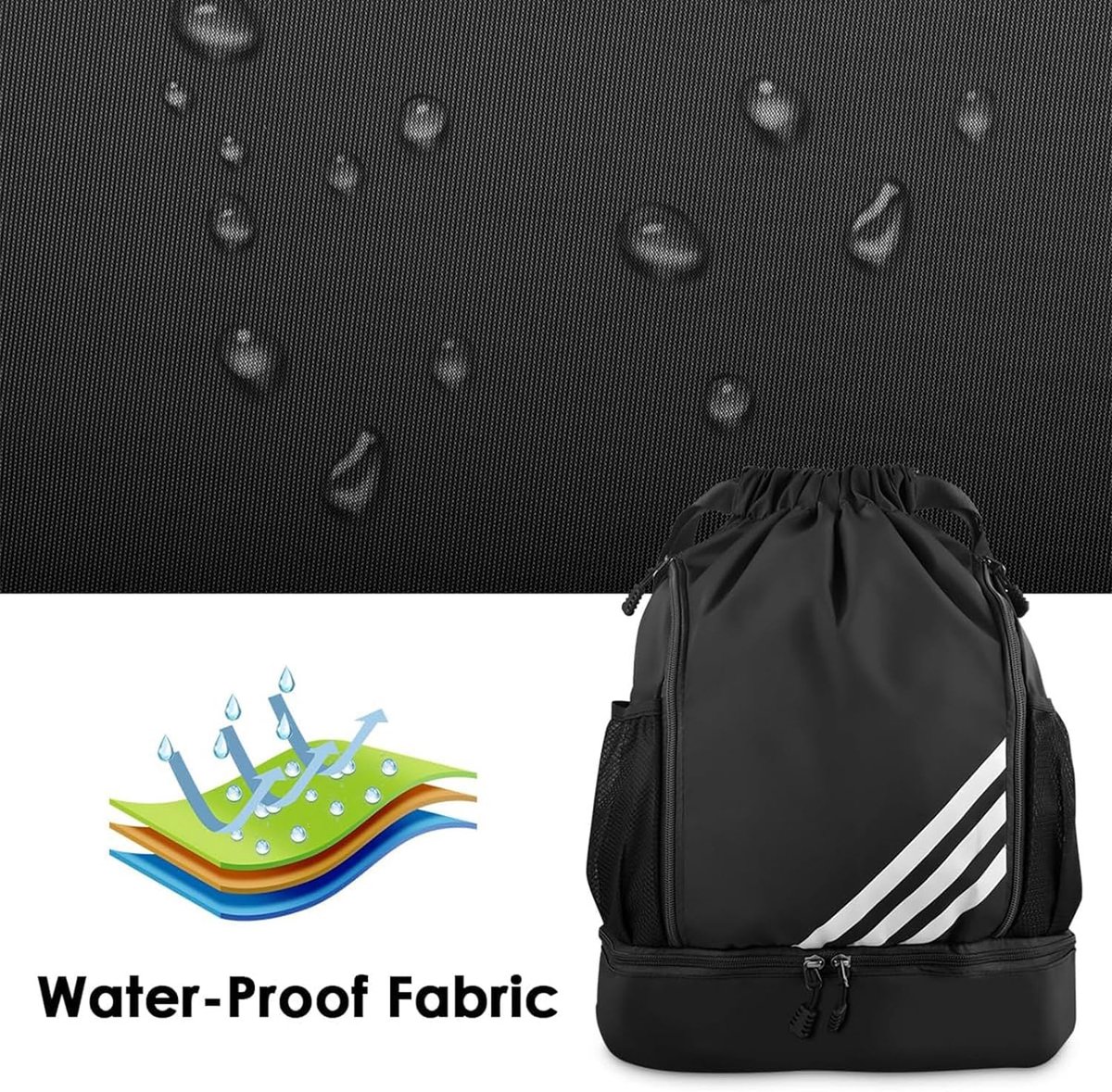Qianyu 2 stuks trekkoordzakken, string rugzak met trekkoord, zwemtas, verstelbare gymtas, zwarte PE-zak, polyester sporttas voor dames en heren, sport, fitnessstudio, reizen, zwemmen, strand
