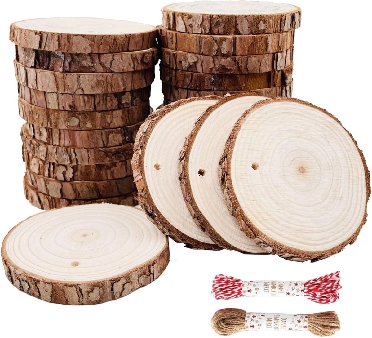 ASelected 8 stuks houten schijven, 16-17 cm, boomschijven, houten schijven om te knutselen, hout, log, schijven, 1,5 cm dik, voor doe-het-zelf knutselen, bruiloft, middenstukken, kerstdecoratie