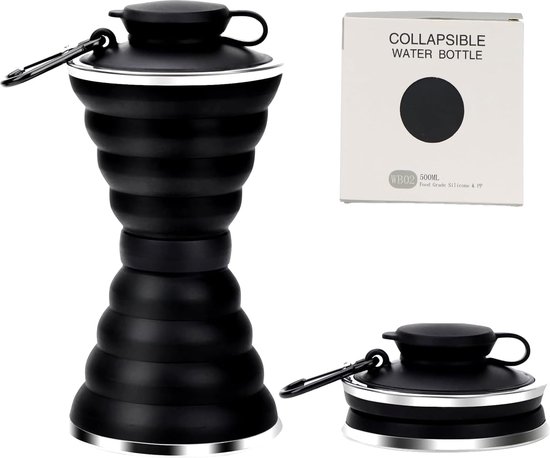 Gourdes Pliables 500 Ml - Lot De 4, Sans BPA, Silicone Alimentaire, Avec Mousqueton, Pour Randonnée, Voyage, Sport