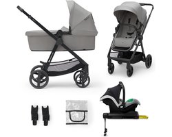 Kinderkraft NEWLY - Kinderwagenset 4in1 - Autostoel I-size met basis - Grijs