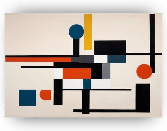 Abstracte vormen Bauhaus poster - Abstract poster - Poster Bauhaus - Muurdecoratie modern - Posters slaapkamer - Muur kunst - 120 x 80 cm
