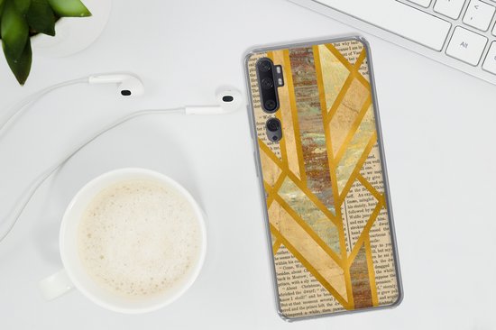 Coque de téléphone compatible avec Xiaomi Mi Note 10 Pro - Or - Motif marbre - Vintage - Coque en Siliconen