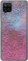 Geschikt voor Samsung Galaxy A12 hoesje - Roze - Glitter - Abstract - Design - Blauw - Siliconen Telefoonhoesje