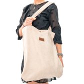 ByKay Mom Bag Ribstof - Gevoerde Luiertas met Druksluiting - Stevig, Zacht & Wasbaar - 40x47cm Shopper Formaat - Geschikt voor Laptop tm 15" - Sand