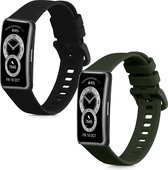 kwmobile 2x armband geschikt voor Huawei Band 9 / Band 8 - Bandjes voor fitnesstracker in zwart / donkergroen