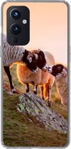 Geschikt voor OnePlus 9 hoesje - Schapen - Dieren - Zonsondergang - Siliconen Telefoonhoesje