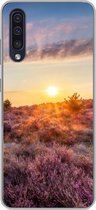 Geschikt voor Samsung Galaxy A50 hoesje - Bloeiende heide tijdens zonsondergang in Nederland - Siliconen Telefoonhoesje