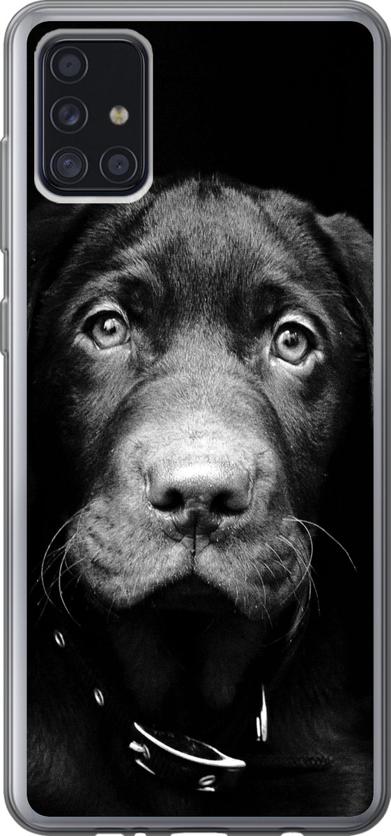Telefoonhoesje Geschikt voor Samsung Galaxy A52 5G hoesje - Hond - Licht - Zwart - Siliconen Telefoonhoesje Telefoonhoesje