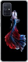 Geschikt voor Samsung Galaxy A51 hoesje - Vis - Staart - Zwart - Siliconen Telefoonhoesje