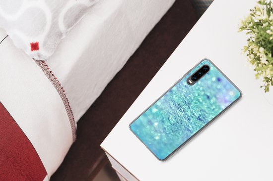 Telefoonhoesje Geschikt voor Huawei P30 hoesje - Blauw - Licht - Abstract - Siliconen Telefoonhoesje Telefoonhoesje