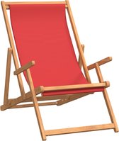 vidaXL Chaise de plage pliable Bois de teck massif Rouge