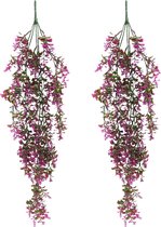 2 stuks kunstplanten, hangende kunstbloemen, decoratie, nep-klimop, kunstbloemen, hangplanten, kunstbloemen, net echt vines, voor tuin, balkon, decoratie, paars, 70 cm