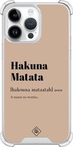 Casimoda® hoesje - Geschikt voor iPhone 14 Pro Max - Hakuna Matata - Shockproof case - Extra sterk - TPU/polycarbonaat - Bruin/beige, Transparant