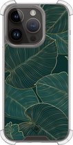 Casimoda® hoesje - Geschikt voor iPhone 13 Pro - Monstera Leaves - Shockproof case - Extra sterk - TPU/polycarbonaat - Groen, Transparant