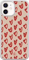 Casimoda® hoesje - Geschikt voor iPhone 12 Mini - Sweet Hearts - 2-in-1 case - Schokbestendig - Natuur - Verhoogde randen - Blauw, Transparant