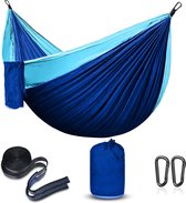 Hangmat voor camping, ultralicht, met touwafdekkingen, reishangmat, ademend nylon, parachute, hangmatten voor outdoor, camping, tuin en strand (blauw/hemelsblauw)