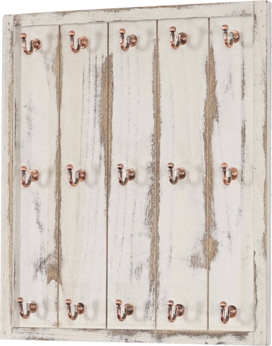 Bekerhouder Marano, hangende plank bekerplank wandplank, shabby-look vintage 50x45x5cm ~ wit