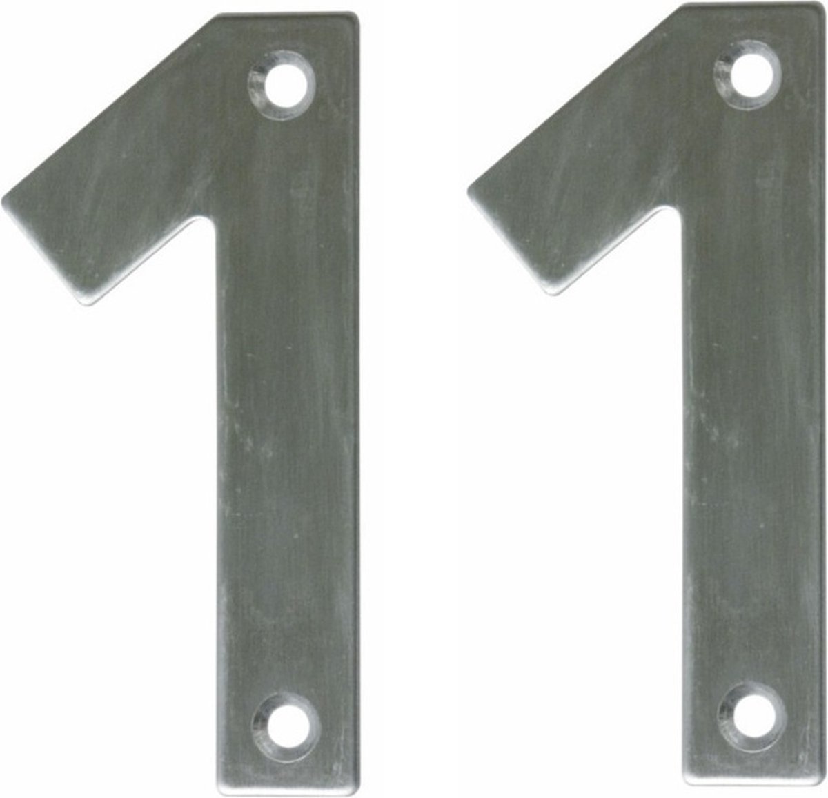 AMIG Huisnummer 11 - massief Inox RVS - 10cm - incl. bijpassende schroeven - zilver