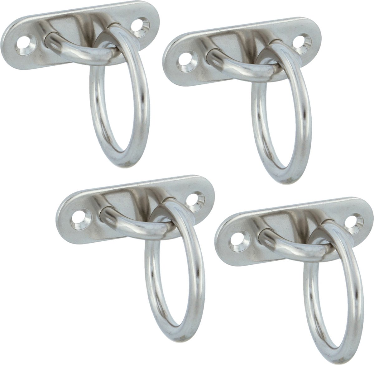 AMIG Oogplaat met aanlegring - 4x - oogplaat 4.5 x 1.5cm - ring D3cm - rvs - vastzetplaat
