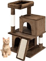 Royalty Line® Luxe Krabpaal Voor Katten - Kattenspeelgoed & Kattenmand - 91 cm Hoog - Kattenpaal - Bruin