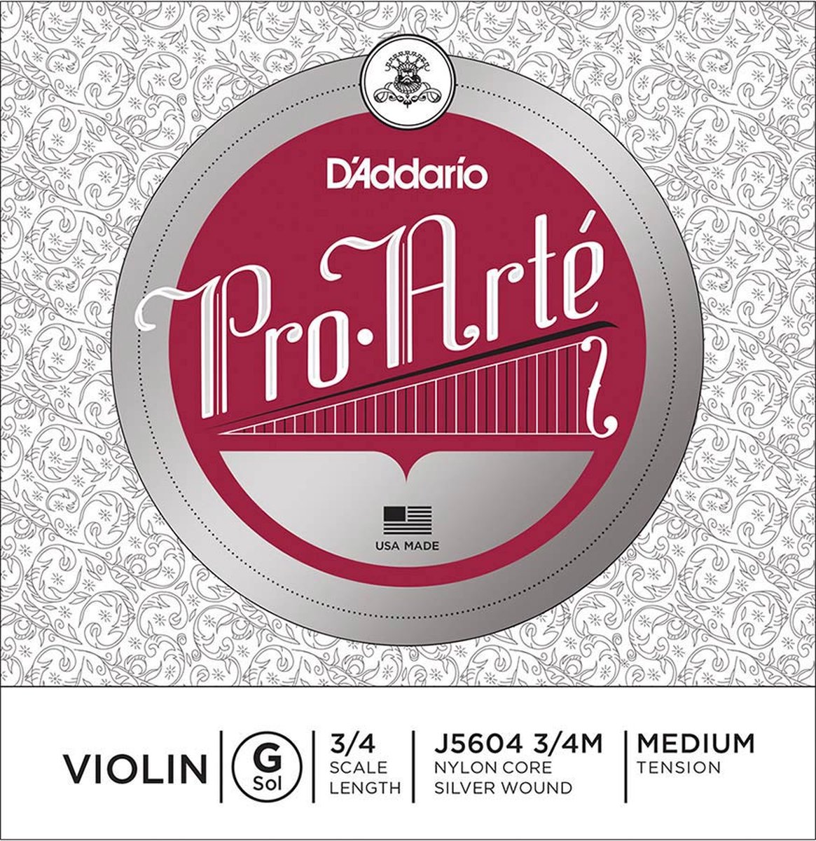 D'Addario J5604-34M violin string G-4 3/4, silver wound