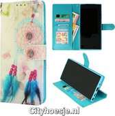 Cityhoesje.nl – Geschikt voor – Samsung-A15 – Bookcase Print- Bloemen Dromenvanger Blauw