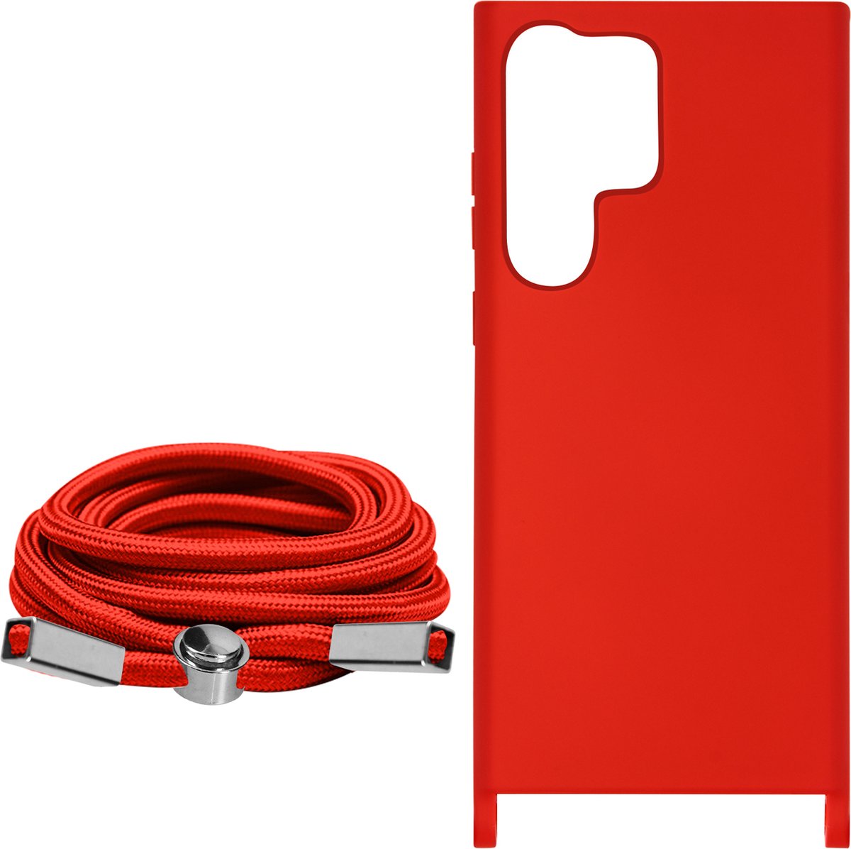 Avizar Hoesje Geschikt voor Samsung Galaxy S23 Ultra van Soft-Touch Siliconen, Rood