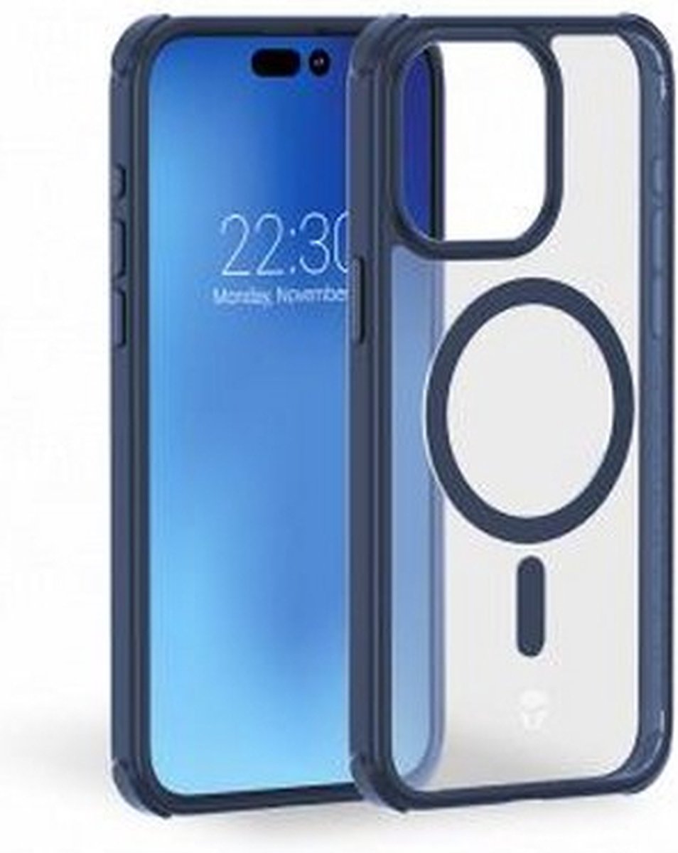 Bigben Connected, AIR FROST MagSafe versterkte hoes voor iPhone 15 Pro, Marineblauw