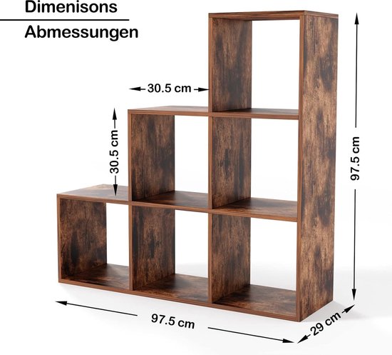 Vakkenkast - Opbergkasten - Opbergkast - Opbergkast speelgoed - Speelgoed organizer - Vakkenkast roomdivider - 24 kg - Hout - Bruin - 130 x 29 x 130 cm