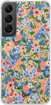 Coque antichoc Samsung Galaxy S22 - Jardins Blue - Blauw - Coque rigide TPU Zwart - Fleurs - Casimoda