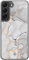 Casimoda® hoesje - Geschikt voor Samsung Galaxy S22 - Marmer Grijs - 2-in-1 case - Schokbestendig - Marble design - Verhoogde randen - Grijs, Transparant