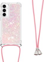 Coverup Liquid Glitter Back Cover met Koord - Geschikt voor Samsung Galaxy A55 Hoesje - Pink