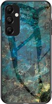 Coverup Marble Glass Back Cover - Geschikt voor Samsung Galaxy A55 Hoesje - Emerald / Goud