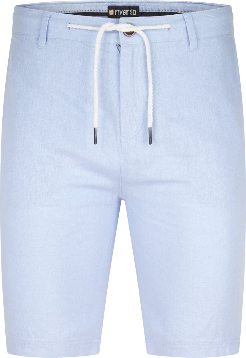 riverso Heren Short RIVOliver regular/straight Blauw M Volwassenen Linnen Korte Broek / Zomershorts