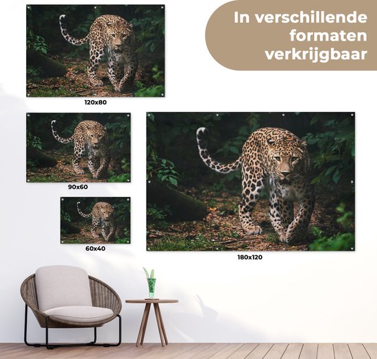 Affiche de jardin - Toile de jardin - Posters de jardin extérieur - Animaux sauvages - Léopard - Jungle - Nature - 120x80 cm - Jardin