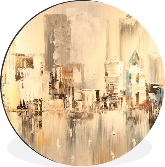WallCircle - Cercle mural - Cercle mural - Peinture - Peinture à l'huile - Abstrait - Skyline - Aluminium - Dibond - 120x120 cm - Intérieur et Extérieur XXL