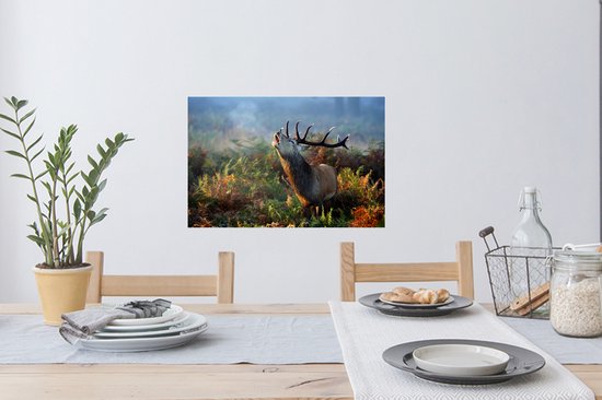 Muurstickers - Sticker Folie - Hert - Bos - Mist - 60x40 cm - Plakfolie - Muurstickers Kinderkamer - Zelfklevend Behang - Zelfklevend behangpapier - Stickerfolie