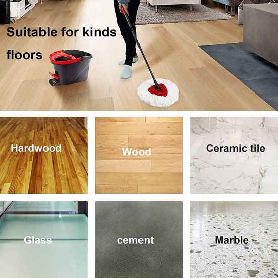Sgizoku Vervanging Mop Head Compatibel met Vileda 2-in-1 EasyWring & Clean/Turbo Smart/Turbo Spin, 2 microvezelkoppen 1 borstel 1 driehoekige basis 1 staaf Sgizoku Vervanging Mop Head Compatibel met Vileda 2-in-1 EasyWring & Clean/Turbo Smart/Turbo Spin, 2 microvezelkoppen 1 borstel 1 driehoekige basis 1 staaf