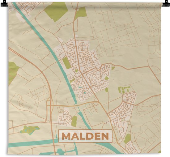 Wandkleed - Wanddoek - Plattegrond - Malden - Vintage - Kaart - Stadskaart - 180x180 cm - Wandtapijt