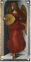 Tuinposter An angel in red with a lute - Leonardo da Vinci - 30x60 cm - Tuindoek - Buitenposter