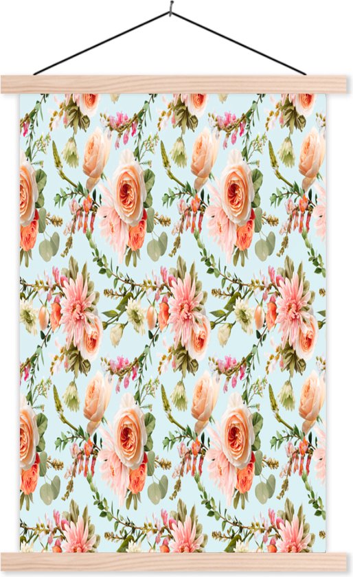 Porte-affiche avec affiche - Affiche scolaire - Fleurs - Motif - Roses - 40x60 cm - Lattes vierges