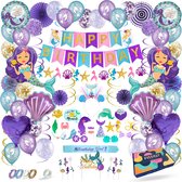 Fissaly 96 Stuks Zeemeermin Verjaardag Versiering – Kinderfeestje Meisje Decoratie – Mermaid Feest pakket