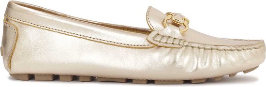 Gold classic moccasins with metal embellishment