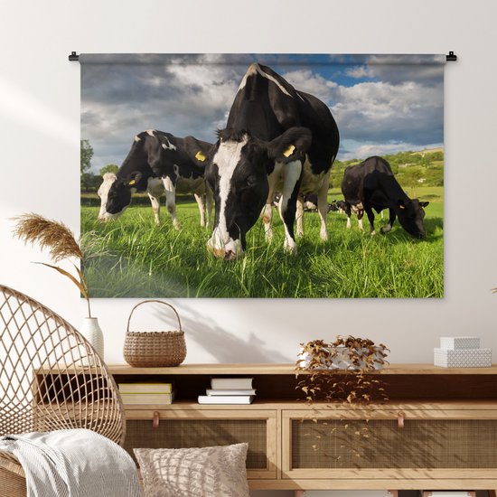 Tapisserie - Toile murale - Vaches - Animaux - Herbe - Pâturage - Ferme - 150x100 cm - Tapisserie