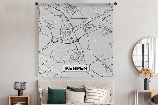 Wandkleed - Wanddoek - Kerpen - Kaart - Stadskaart - Duitsland - Plattegrond - 180x180 cm - Wandtapijt