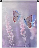 Wandkleed - Wanddoek - Vlinder - Lavendel - Bloemen - Paars - 120x160 cm - Wandtapijt